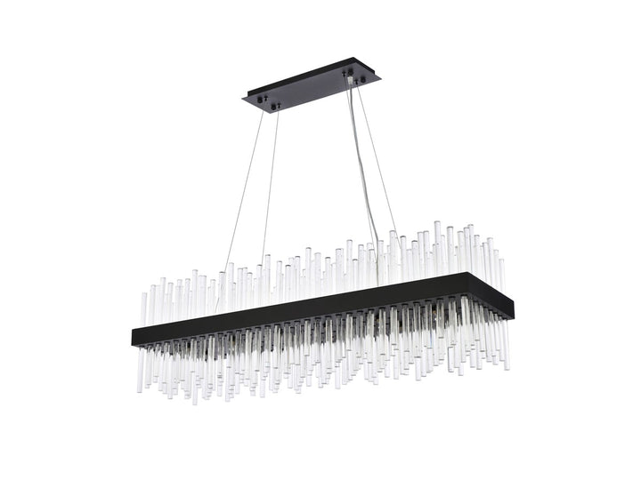 42 Inch Rectangle Crystal Pendant In Black