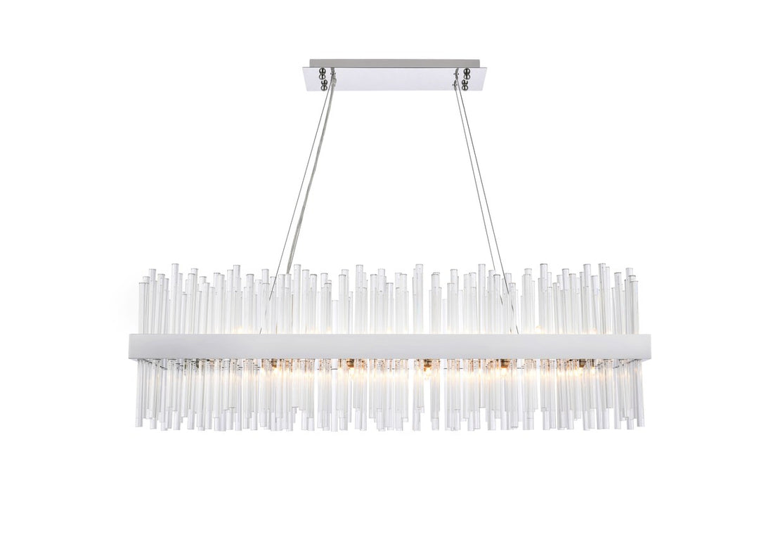 42 Inch Rectangle Crystal Pendant In Chrome by Elegant Lighting