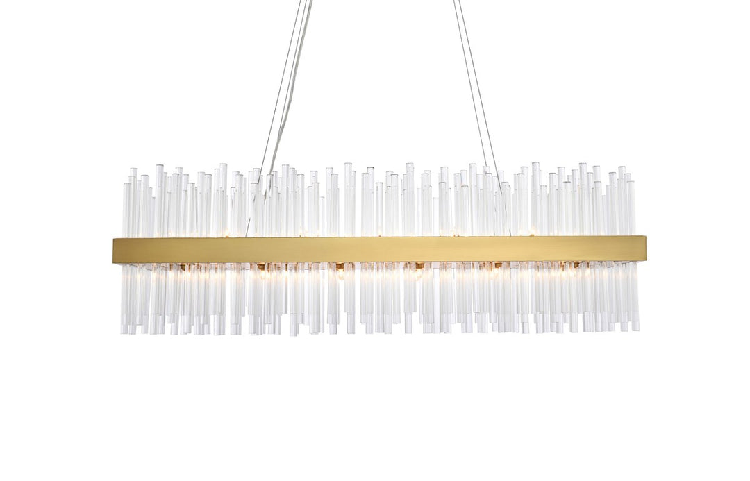 42 Inch Rectangle Crystal Pendant In Satin Gold