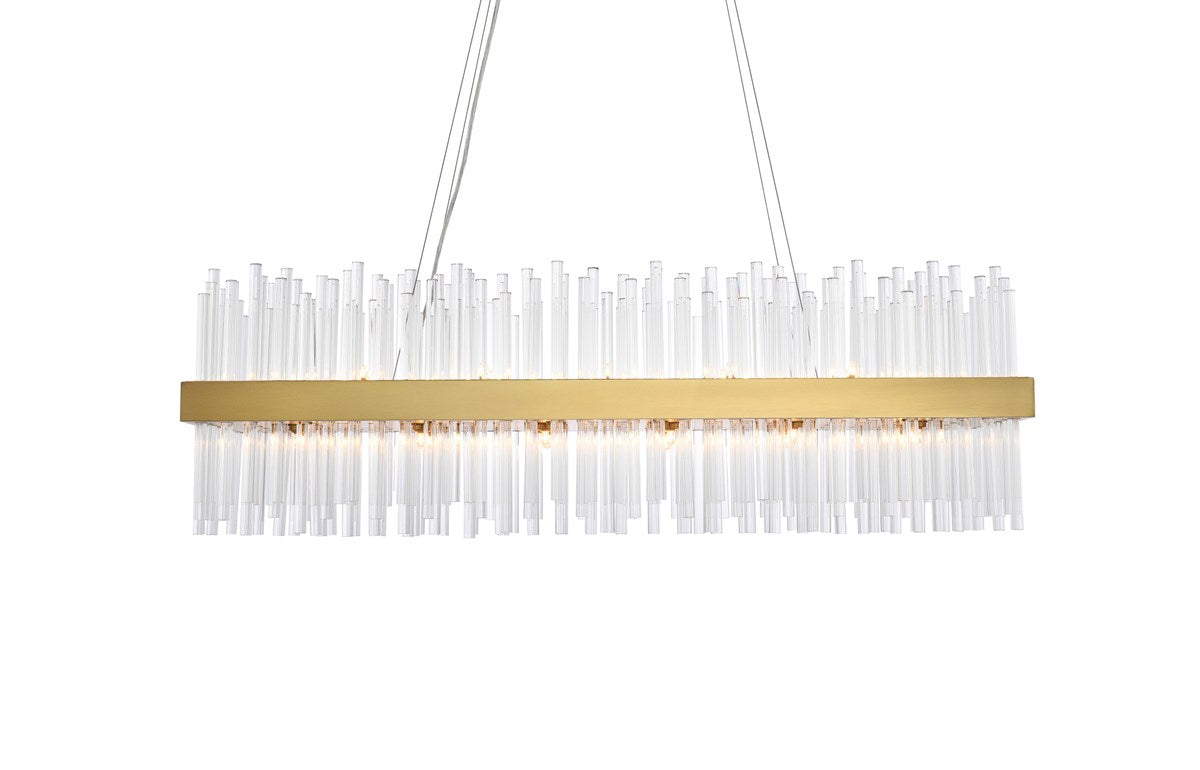 42 Inch Rectangle Crystal Pendant In Satin Gold