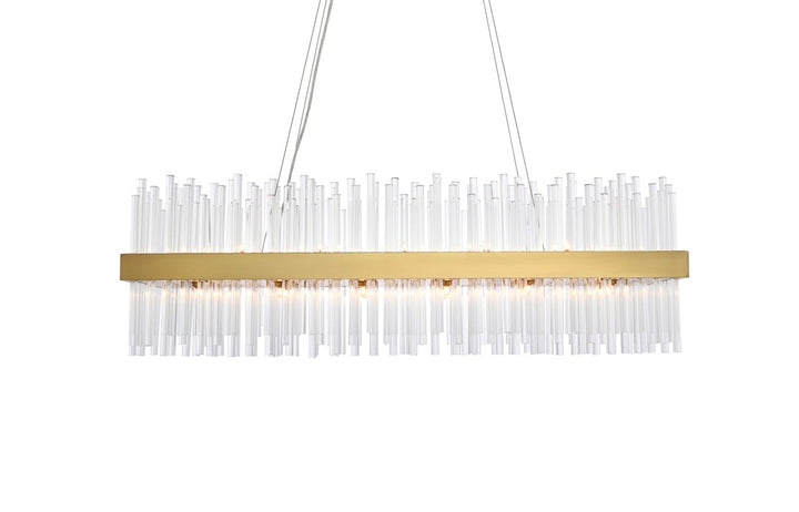42 Inch Rectangle Crystal Pendant In Satin Gold