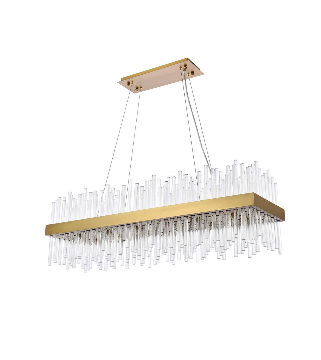 42 Inch Rectangle Crystal Pendant In Satin Gold