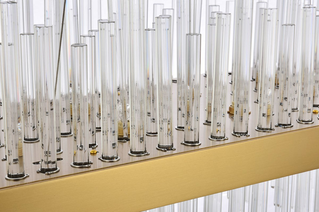 42 Inch Rectangle Crystal Pendant In Satin Gold
