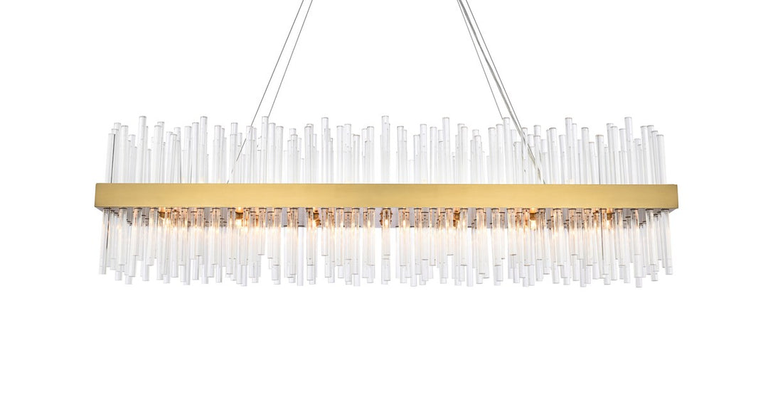 48 Inch Rectangle Crystal Pendant In Satin Gold