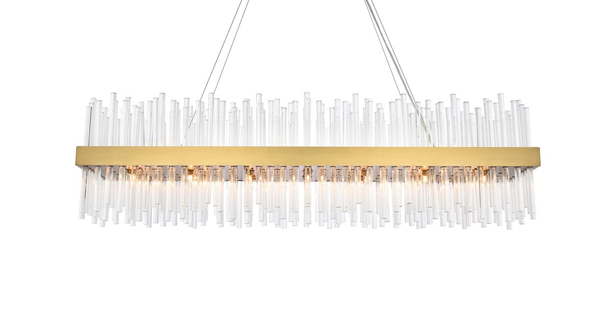 48 Inch Rectangle Crystal Pendant In Satin Gold