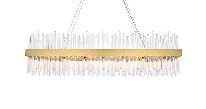 48 Inch Rectangle Crystal Pendant In Satin Gold