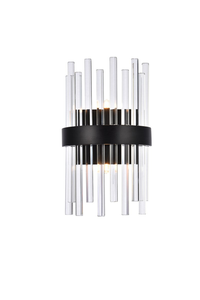 8 Inch Crystal Bath Sconce In Black by Elegant Lighting