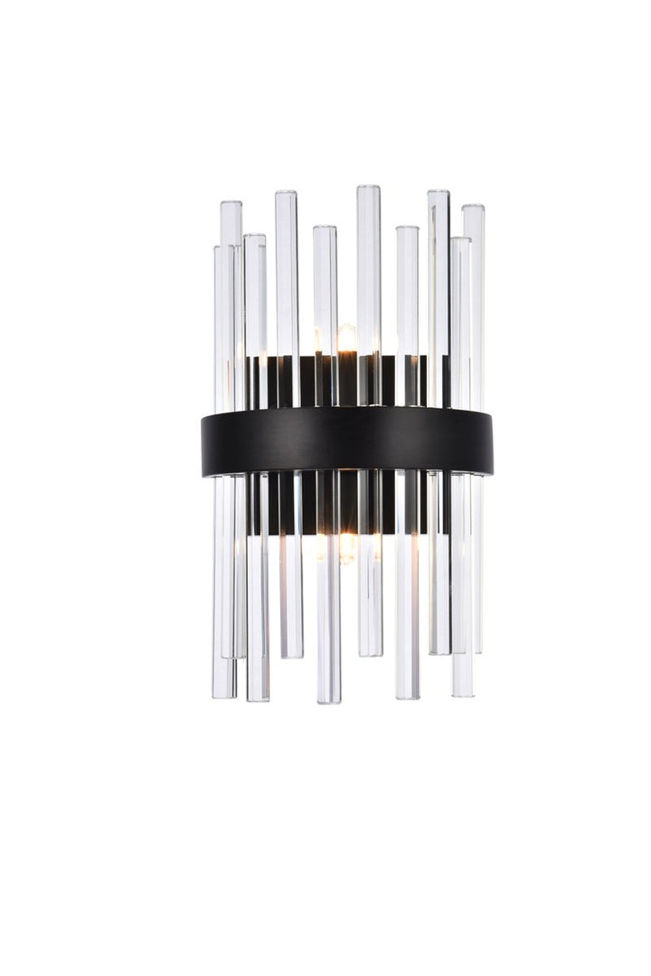 8 Inch Crystal Bath Sconce In Black by Elegant Lighting