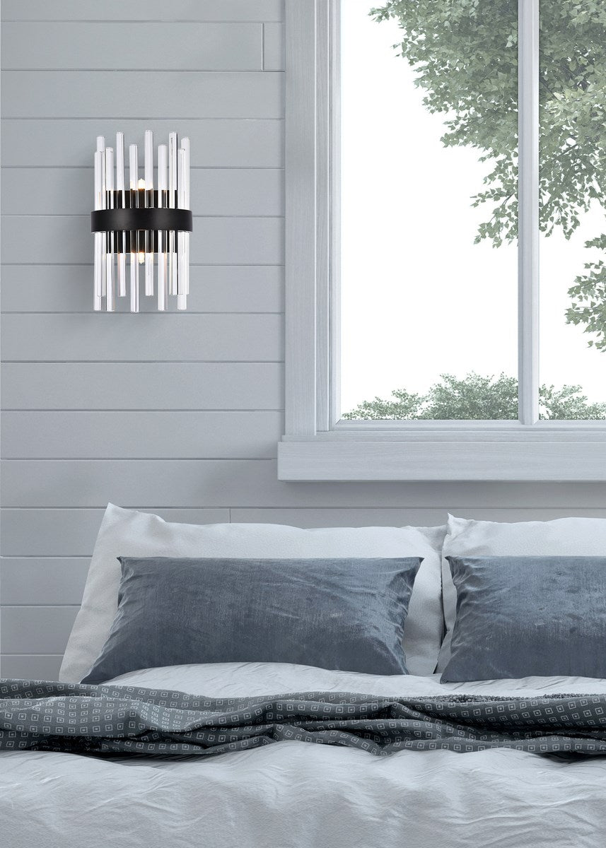8 Inch Crystal Bath Sconce In Black