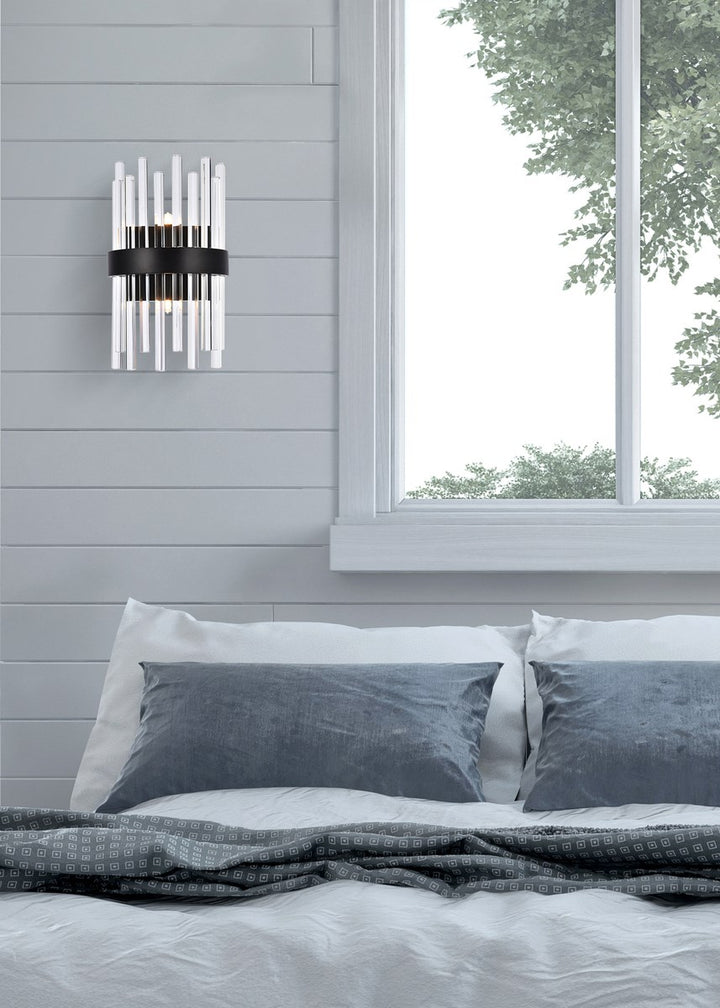 8 Inch Crystal Bath Sconce In Black