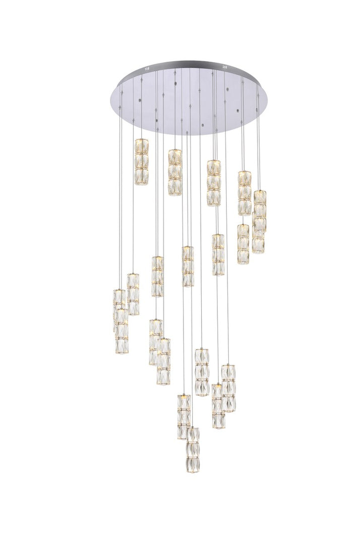 38 Inch Led Chandelier In Chrome by Elegant Lighting