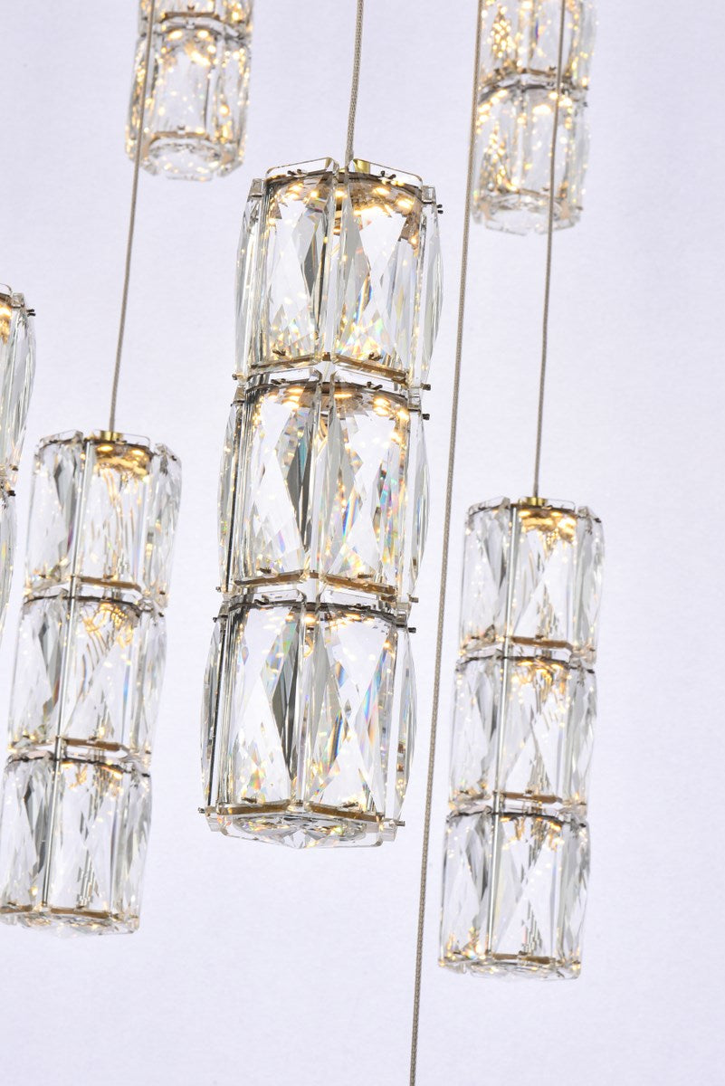 38 Inch Led Chandelier In Gold