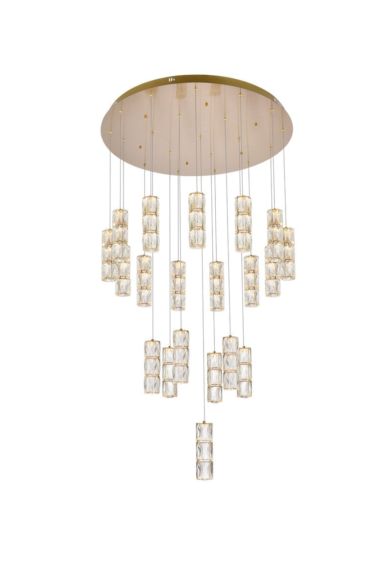 38 Inch Led Chandelier In Gold