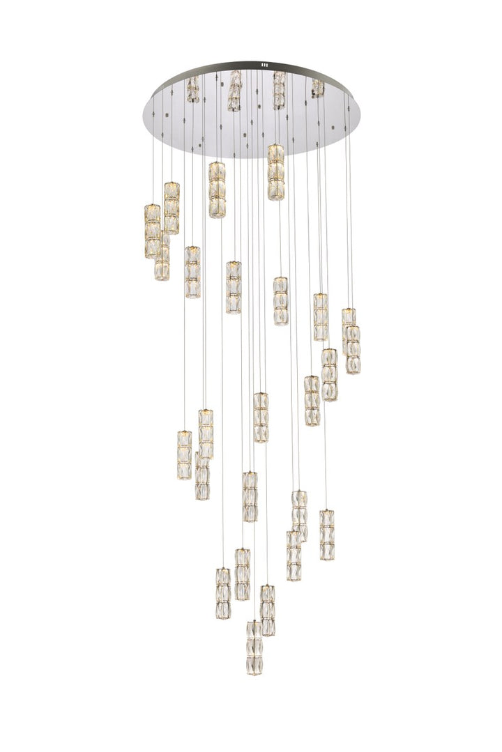 42 Inch Led Chandelier In Chrome by Elegant Lighting