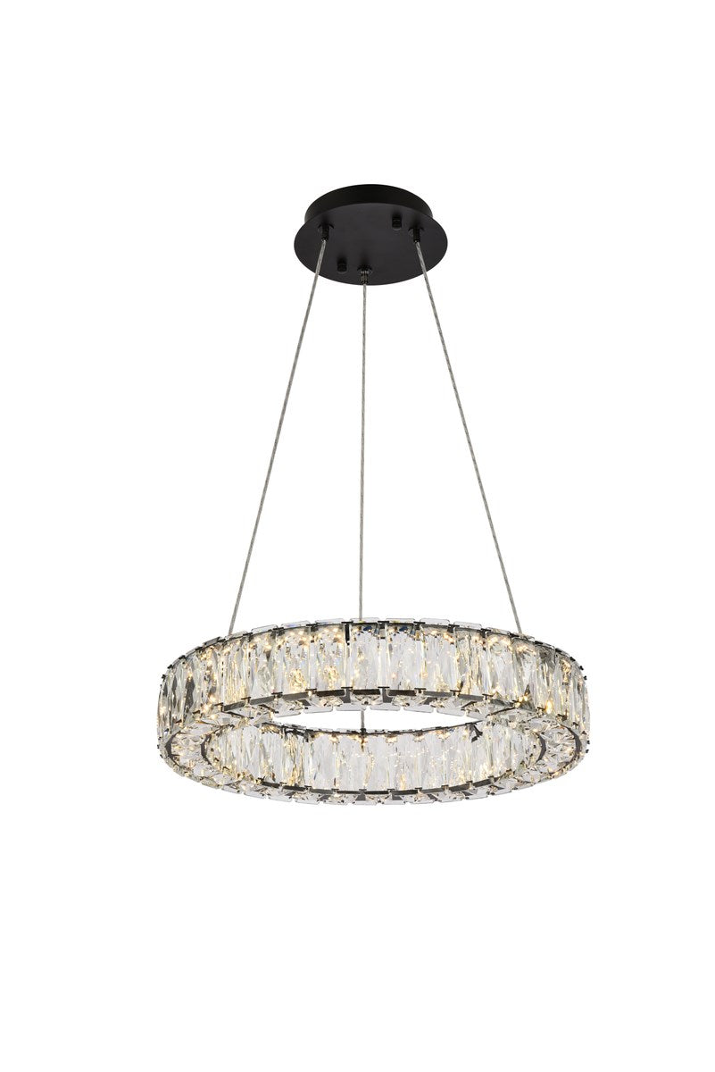 17 Inch Led Round Single Pendant In Black by Elegant Lighting