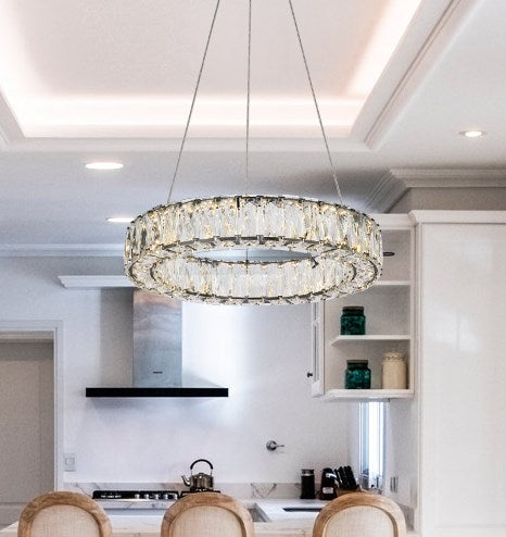 17 Inch Led Round Single Pendant In Black