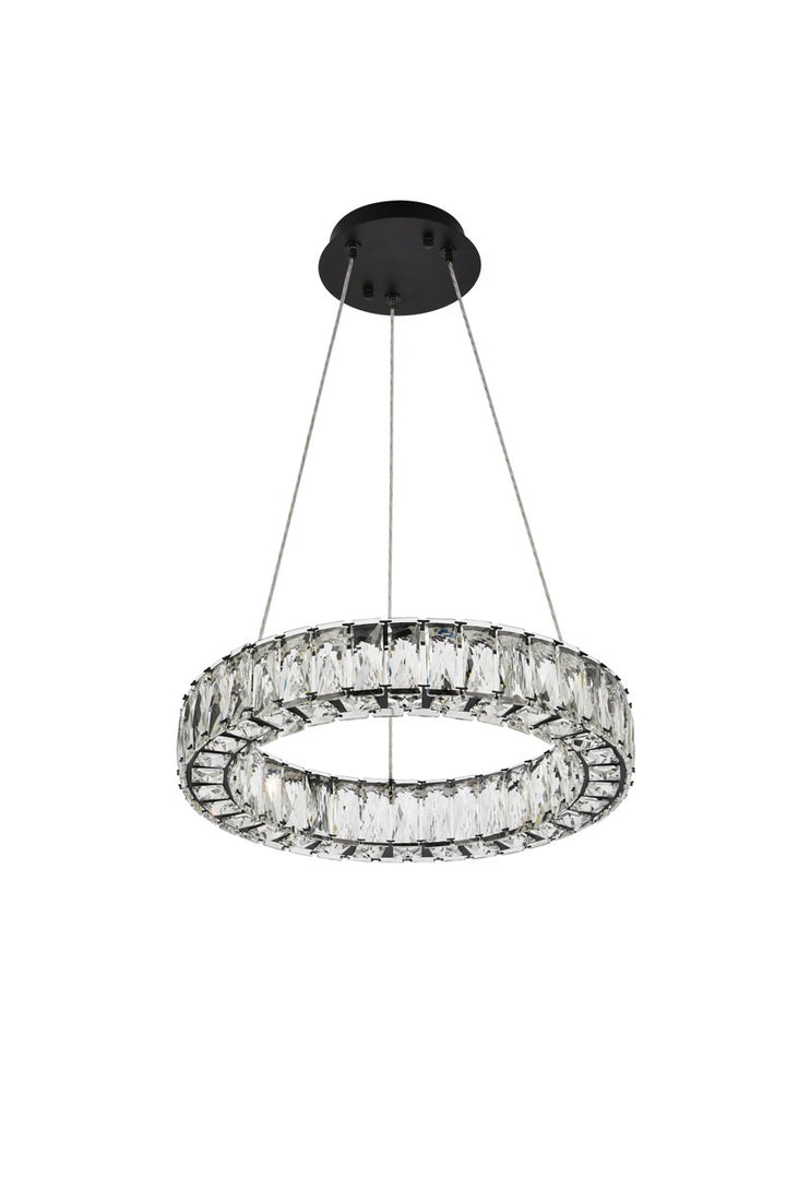 17 Inch Led Round Single Pendant In Black