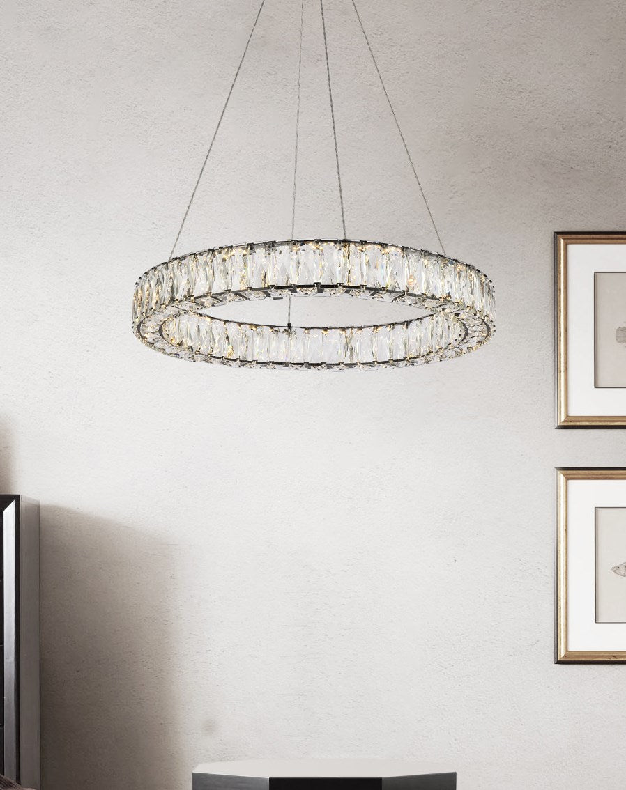 23 Inch Led Round Single Pendant In Black