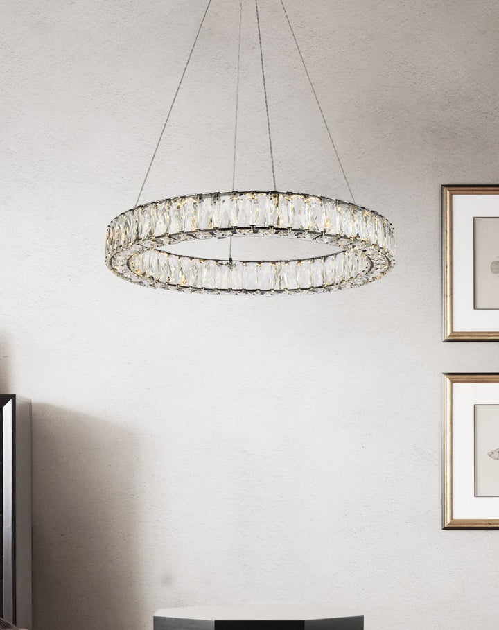 23 Inch Led Round Single Pendant In Black