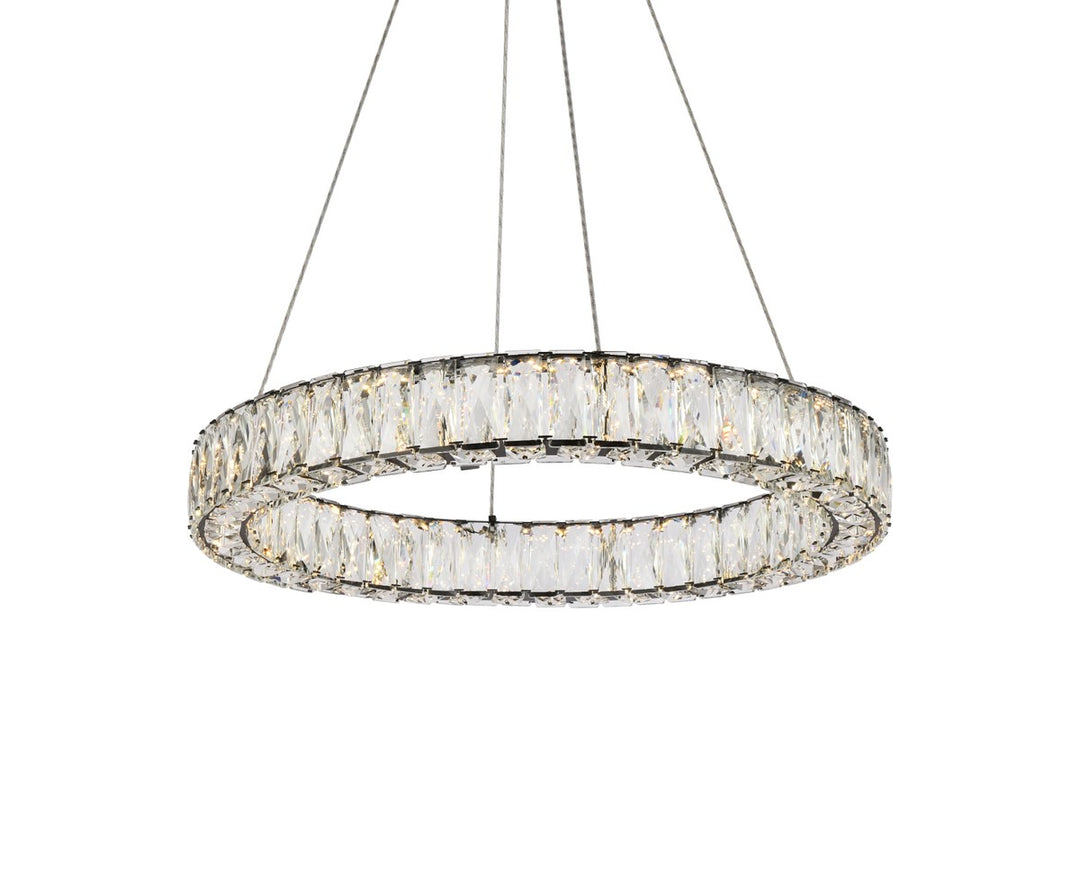 23 Inch Led Round Single Pendant In Black