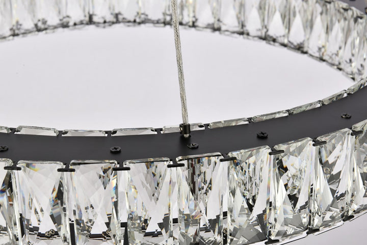 23 Inch Led Round Single Pendant In Black