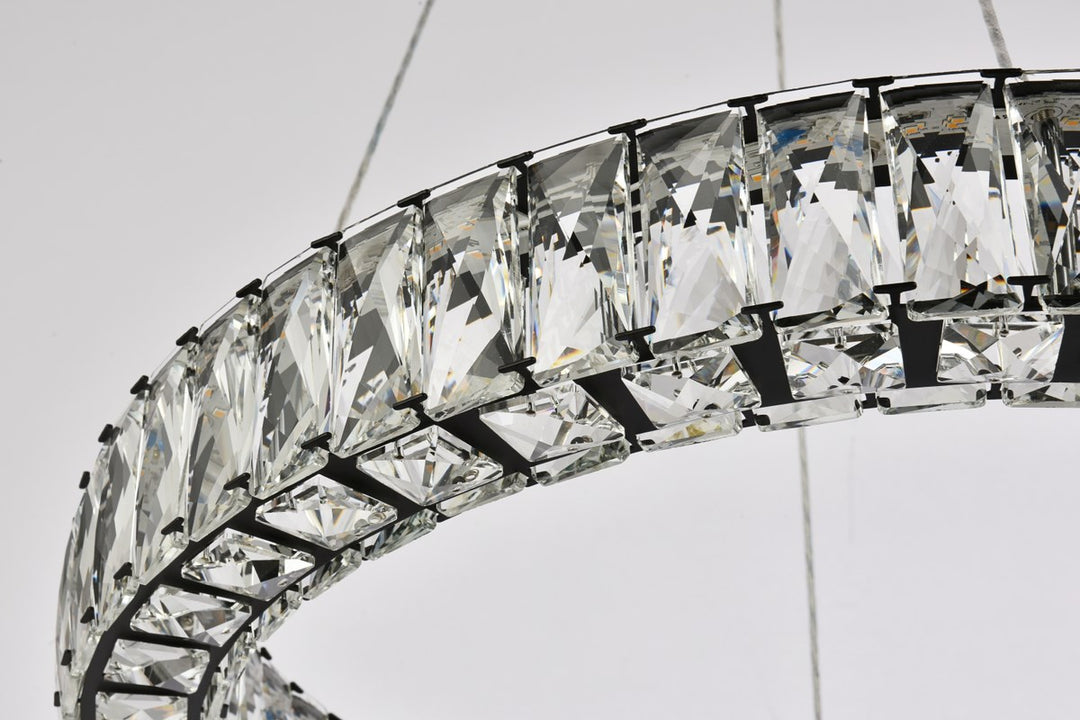 23 Inch Led Round Single Pendant In Black