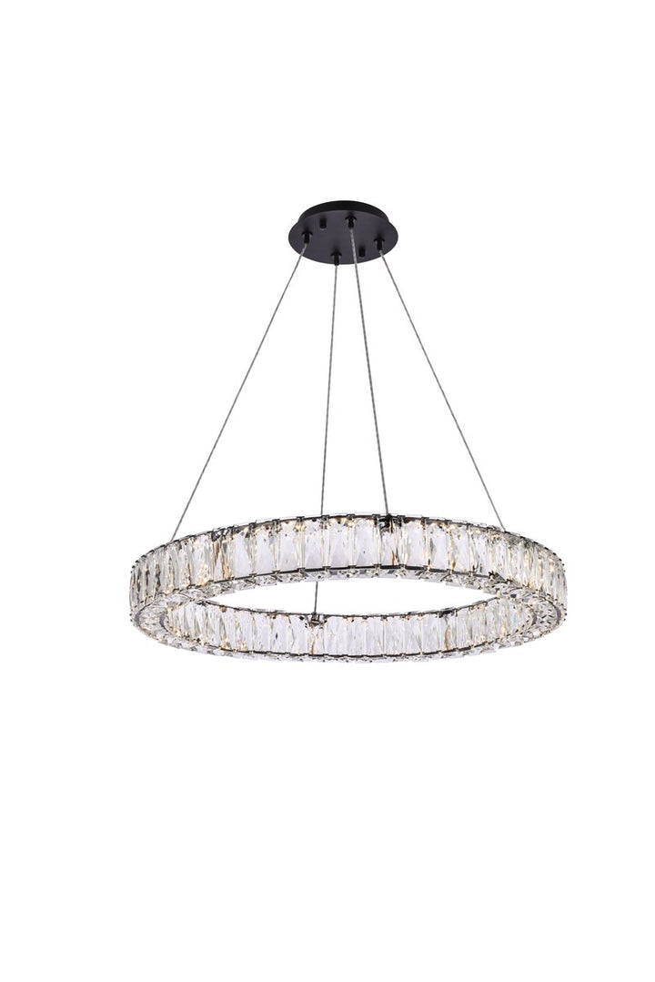 26 Inch Led Round Single Pendant In Black by Elegant Lighting