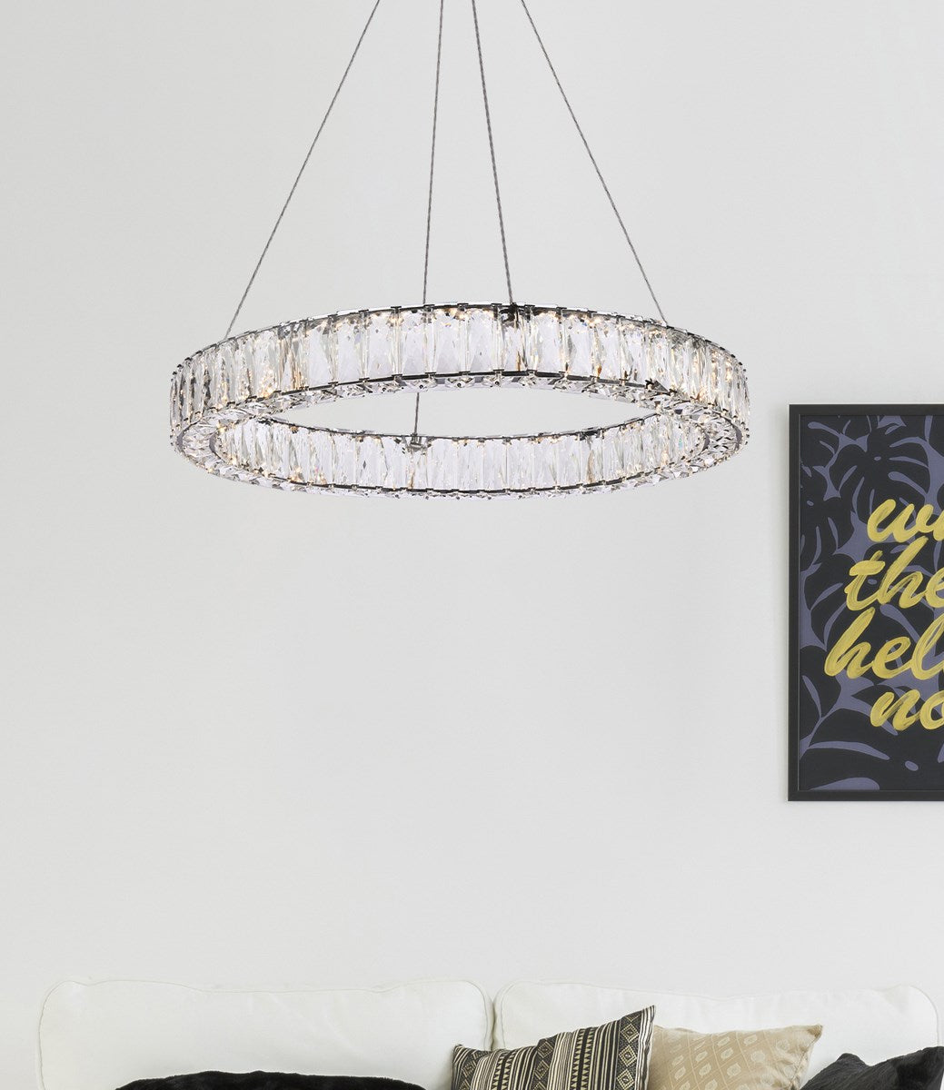 26 Inch Led Round Single Pendant In Black