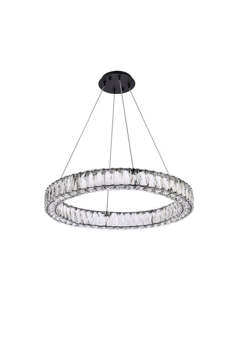 26 Inch Led Round Single Pendant In Black