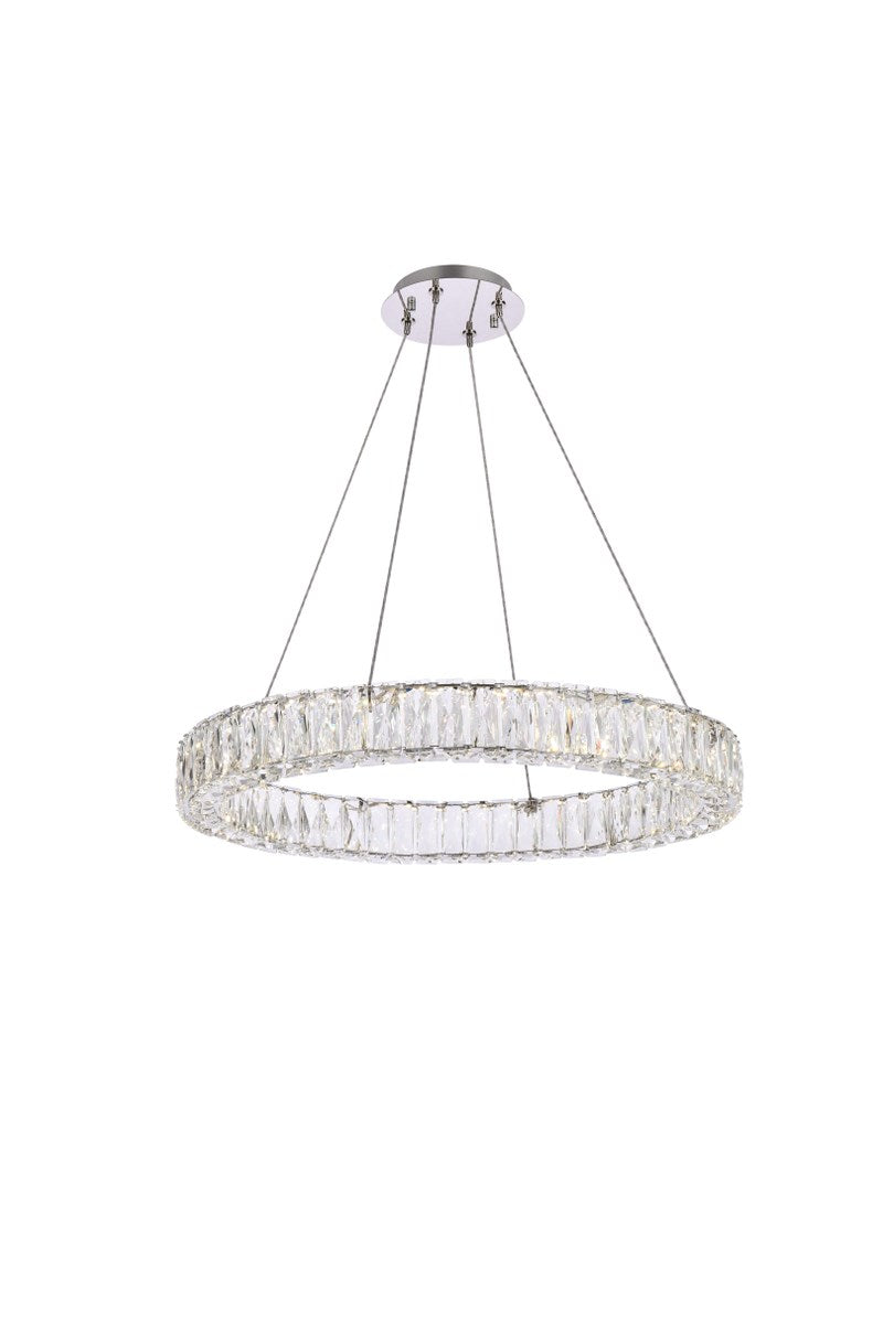 26 Inch Led Round Single Pendant In Chrome by Elegant Lighting