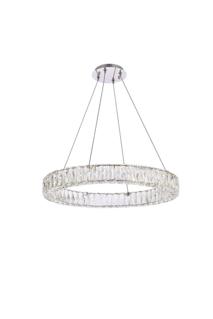 26 Inch Led Round Single Pendant In Chrome by Elegant Lighting