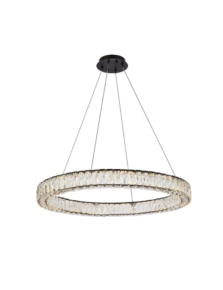 31 Inch Led Round Single Pendant In Black by Elegant Lighting
