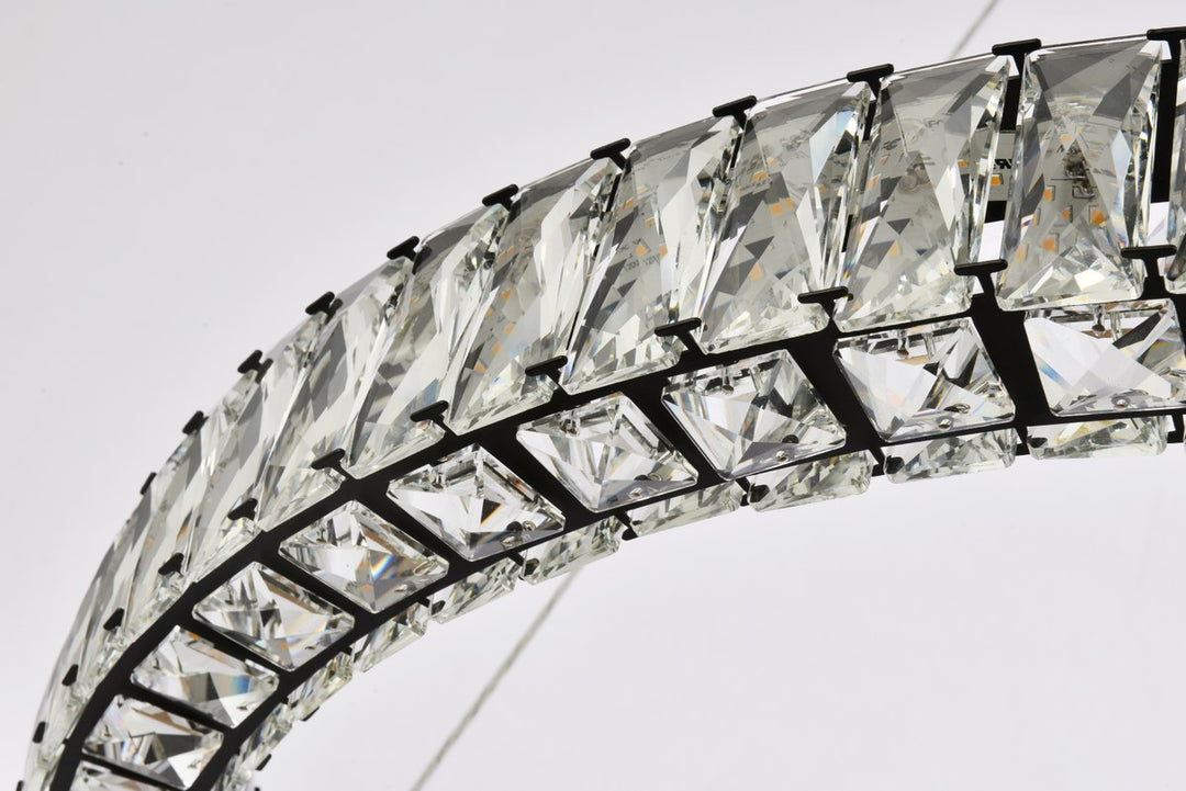 31 Inch Led Round Single Pendant In Black