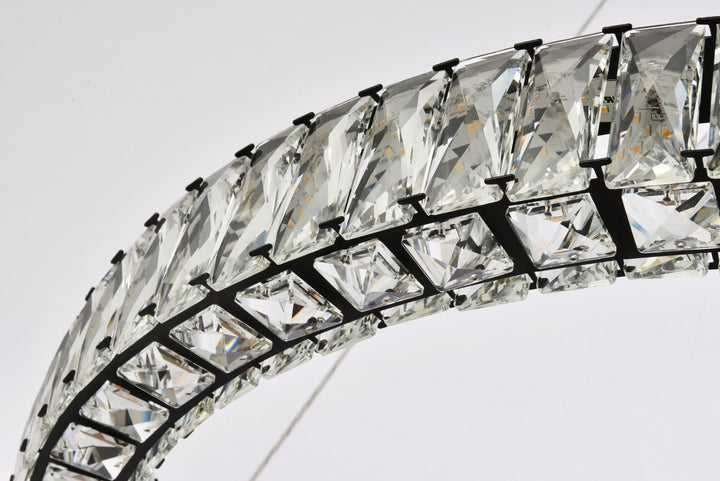 31 Inch Led Round Single Pendant In Black