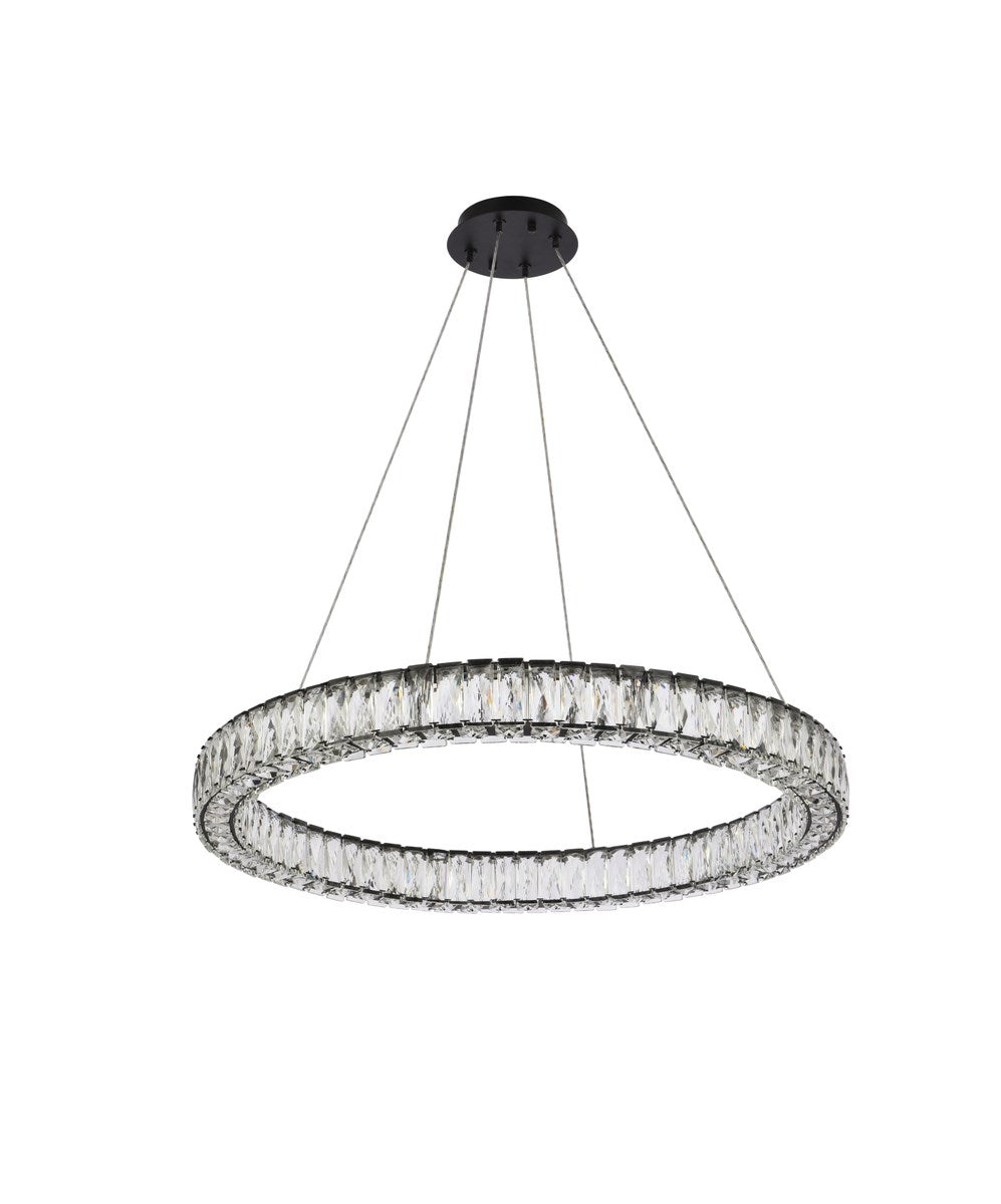 31 Inch Led Round Single Pendant In Black