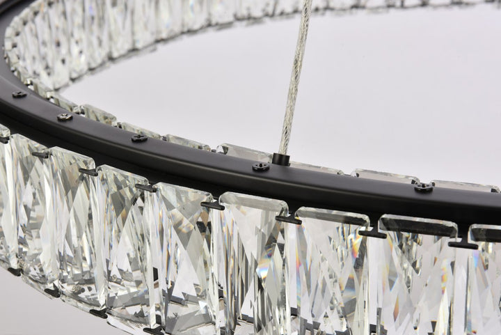 31 Inch Led Round Single Pendant In Black