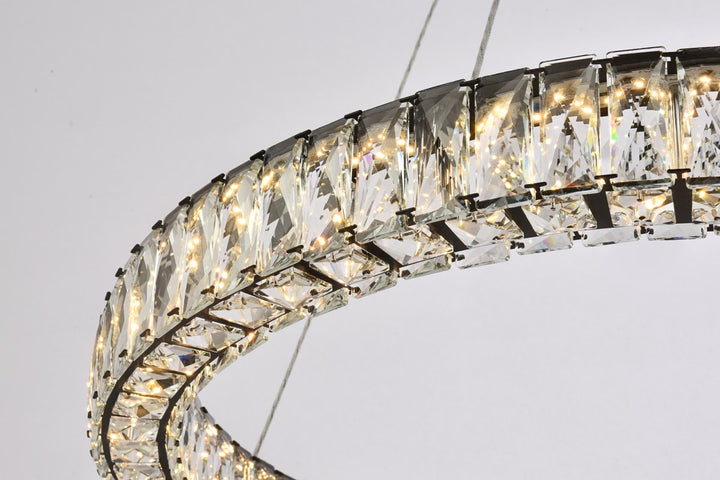 31 Inch Led Round Single Pendant In Black