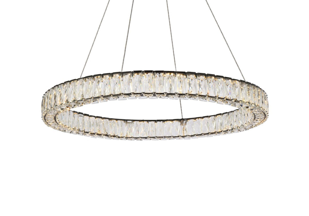 31 Inch Led Round Single Pendant In Black