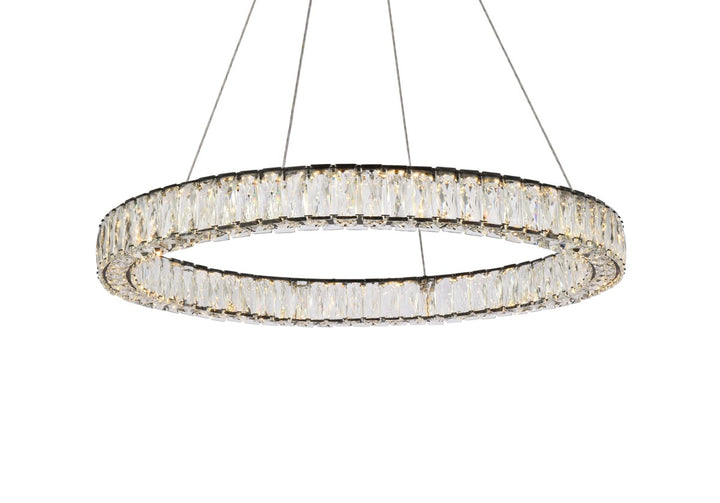 31 Inch Led Round Single Pendant In Black