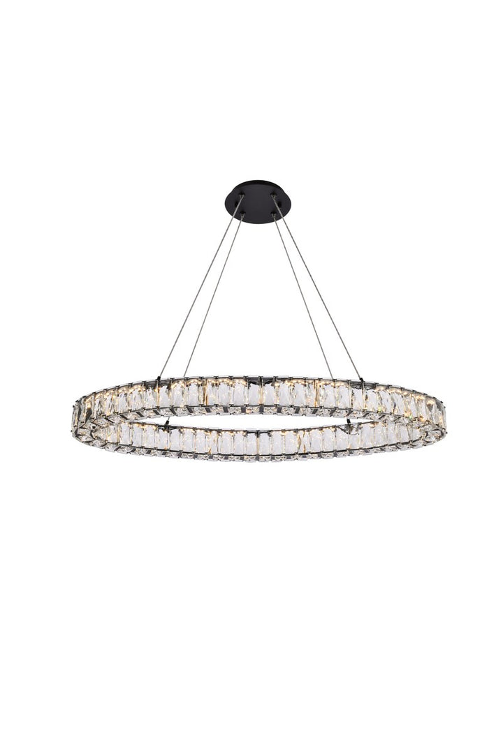 36 Inch Led Oval Single Pendant In Black by Elegant Lighting
