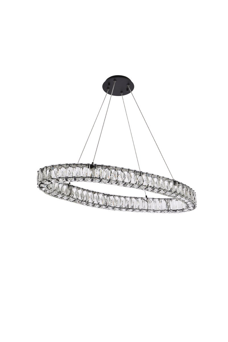 36 Inch Led Oval Single Pendant In Black