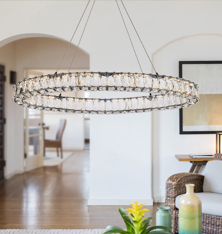 36 Inch Led Oval Single Pendant In Black