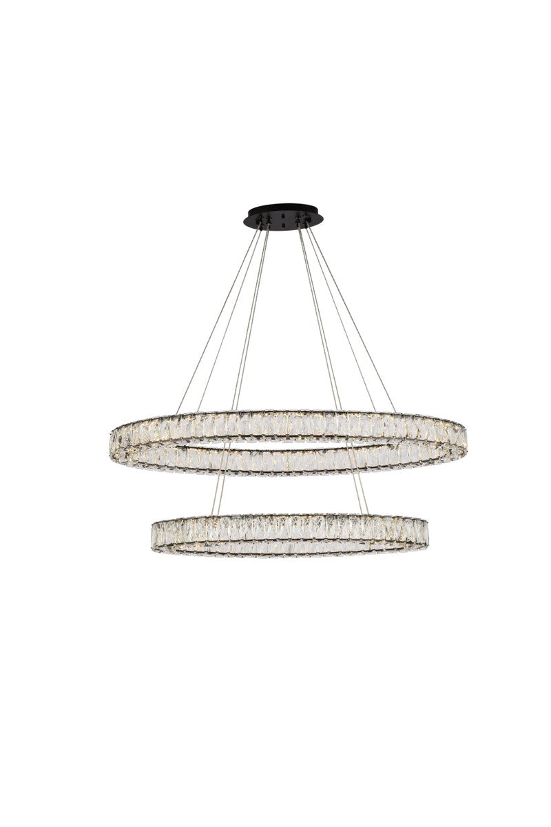 40 Inch Led Oval Double Ring Pendant In Black