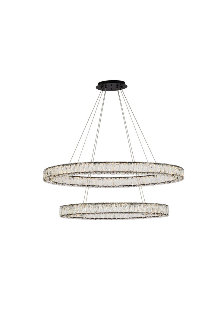 40 Inch Led Oval Double Ring Pendant In Black