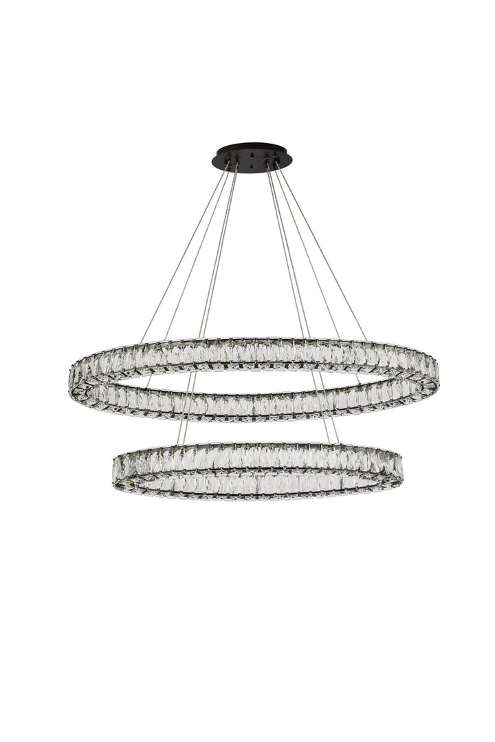 40 Inch Led Oval Double Ring Pendant In Black