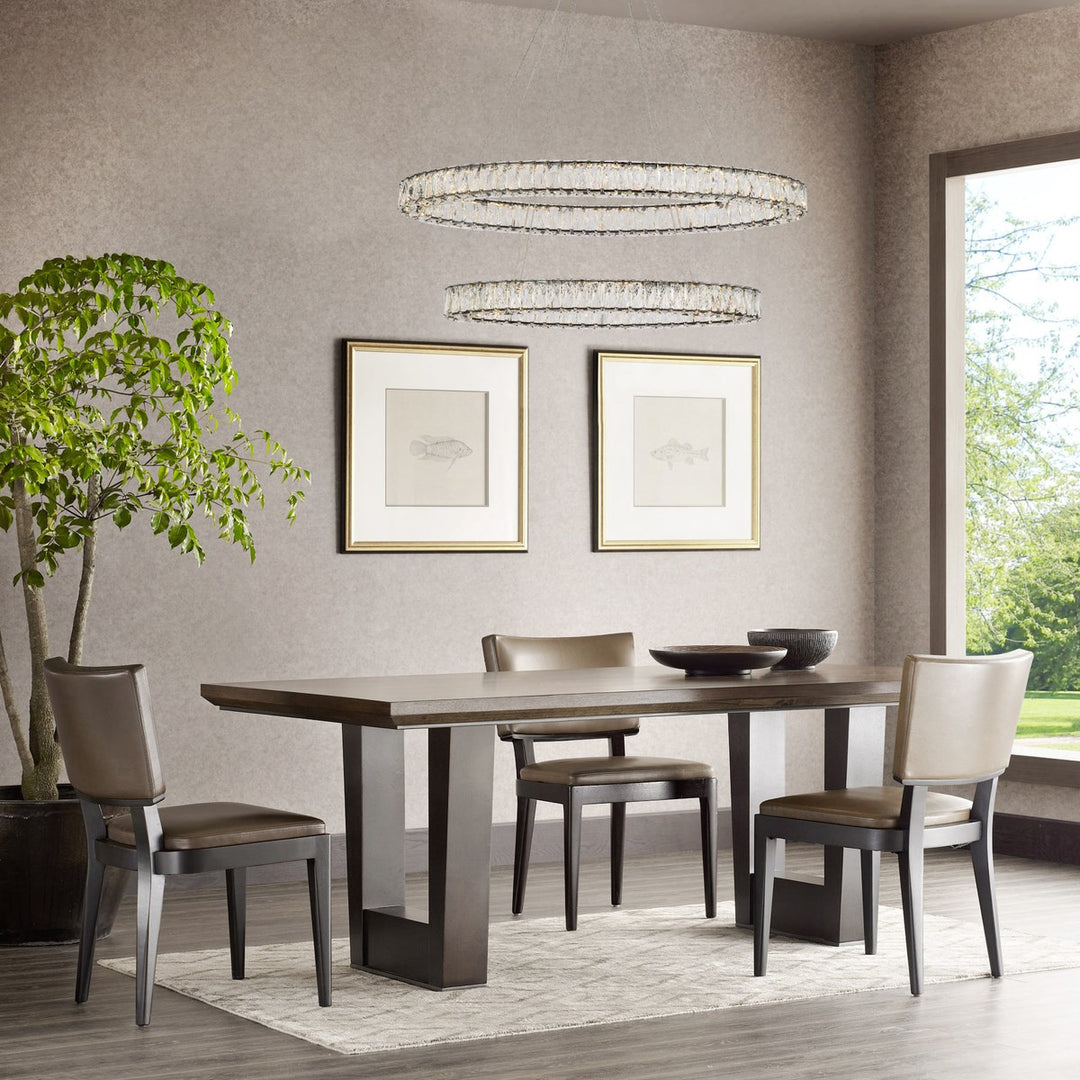40 Inch Led Oval Double Ring Pendant In Black