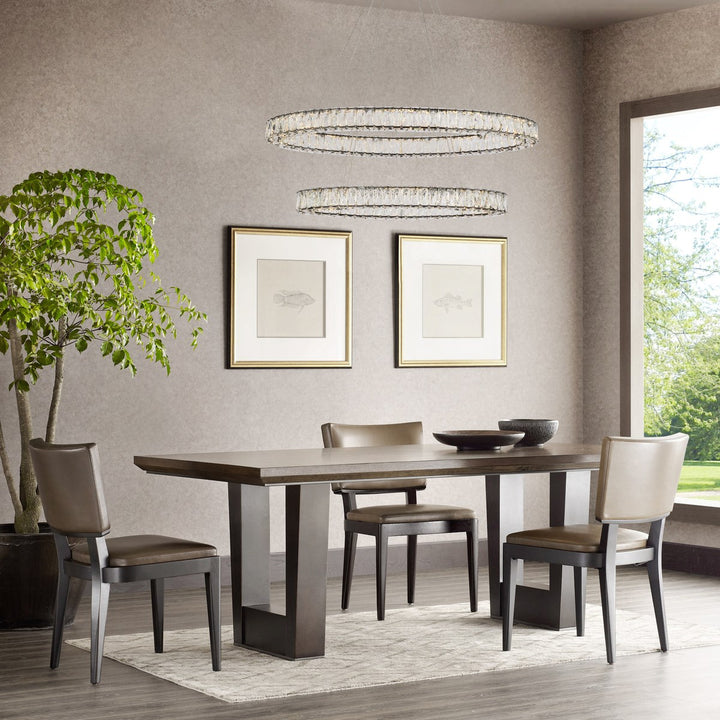 40 Inch Led Oval Double Ring Pendant In Black