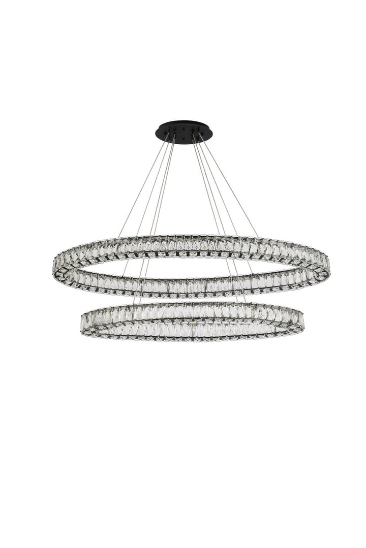 48 Inch Led Oval Double Ring Pendant In Black