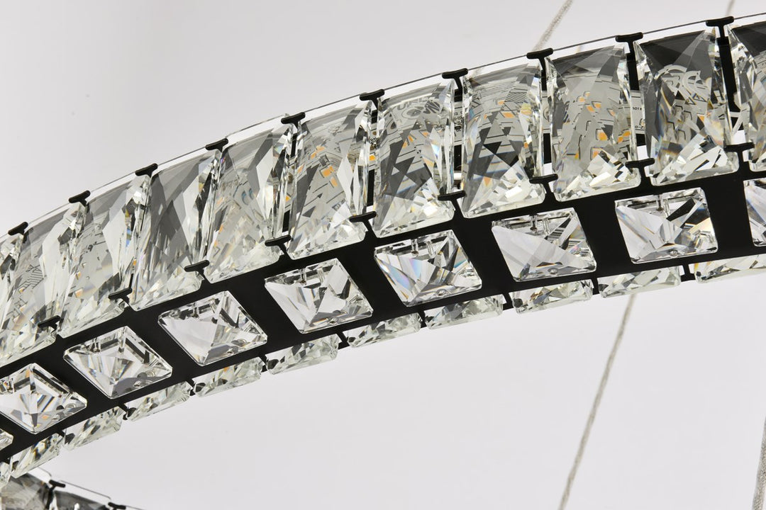 48 Inch Led Oval Double Ring Pendant In Black