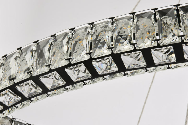 48 Inch Led Oval Double Ring Pendant In Black